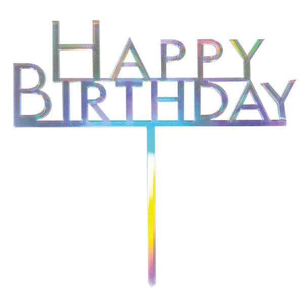 Acrylic Rainbow Happy Birthday Cake Topper Pick