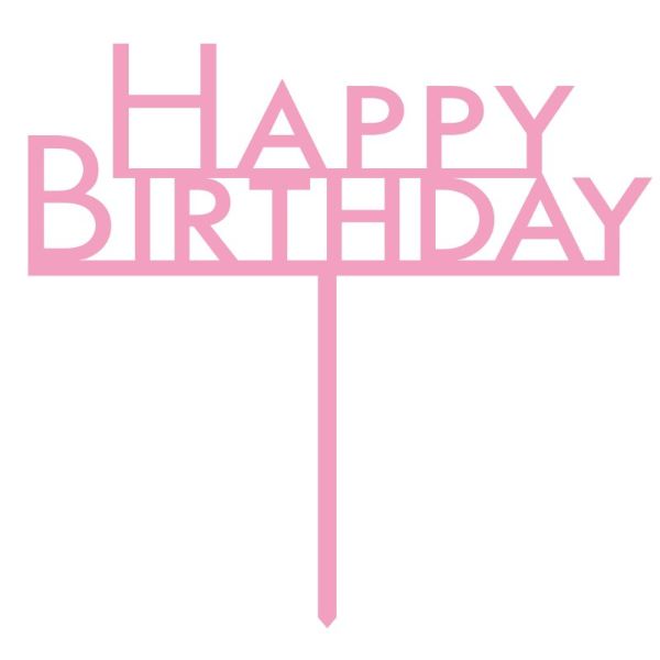 Pink Acrylic Happy Birthday Cake Topper