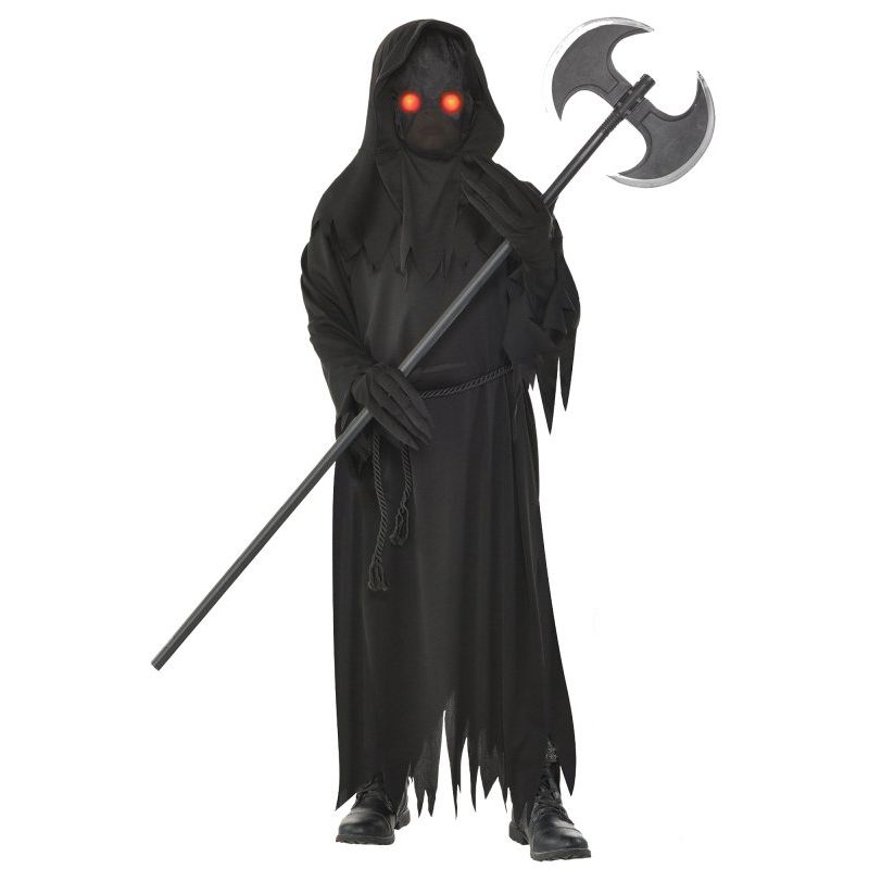 Kids Glaring Reaper & LED Light Up Eyes Costume - Size 4-6 Years