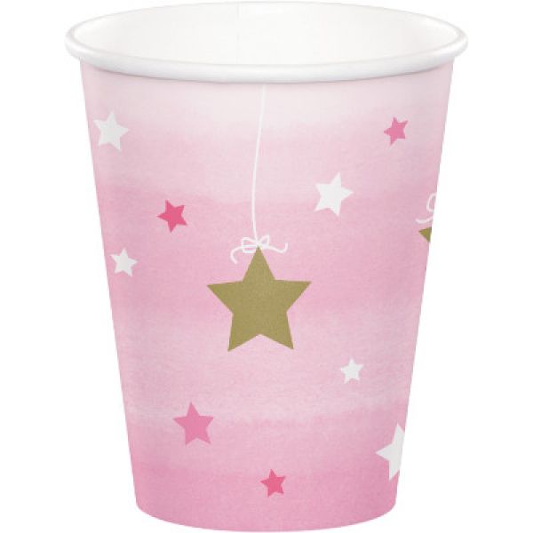 8 Pack One Little Star Girl Paper Cups - 266ml