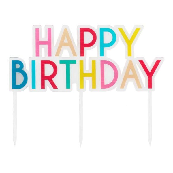 Happy Birthday Brights Cake Topper - 13cm x 11cm