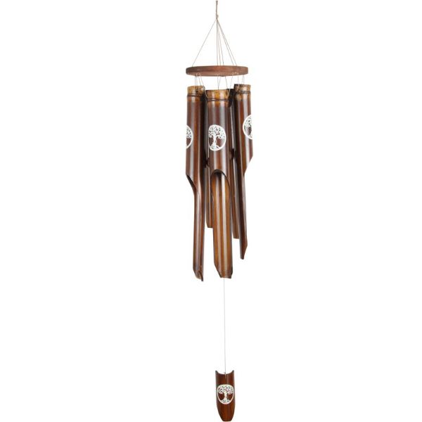 5 Tube Bamboo Wind Chime with Tree of Life Design