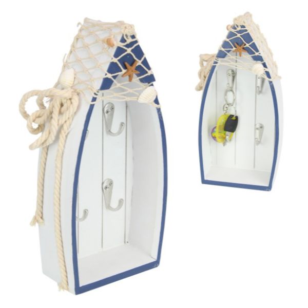 Navy and White Beach Boat Key Rack - 25cm | The Base Warehouse