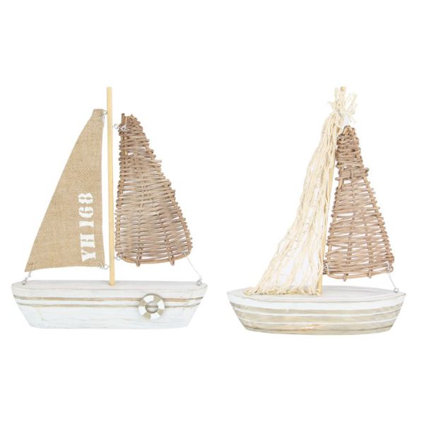 Boat with Rattan Look Sail MDF - 28cm