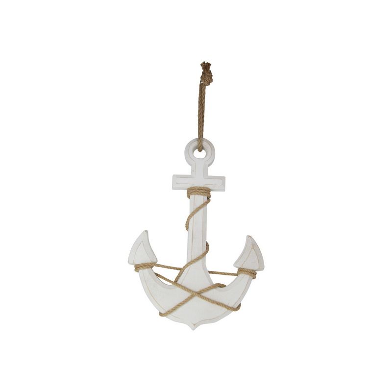 White Wash Anchor with Rope - 45cm