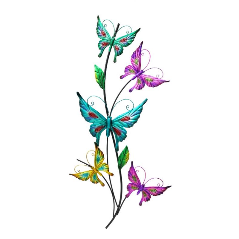 Metal Multi Coloured Butterfly Wall Art - 89cm