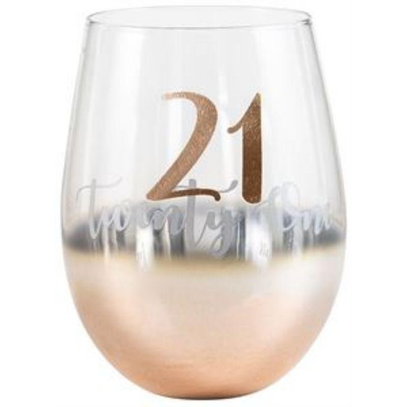 21 Rose Gold Ombre Stemless Wine Glass - 600ml