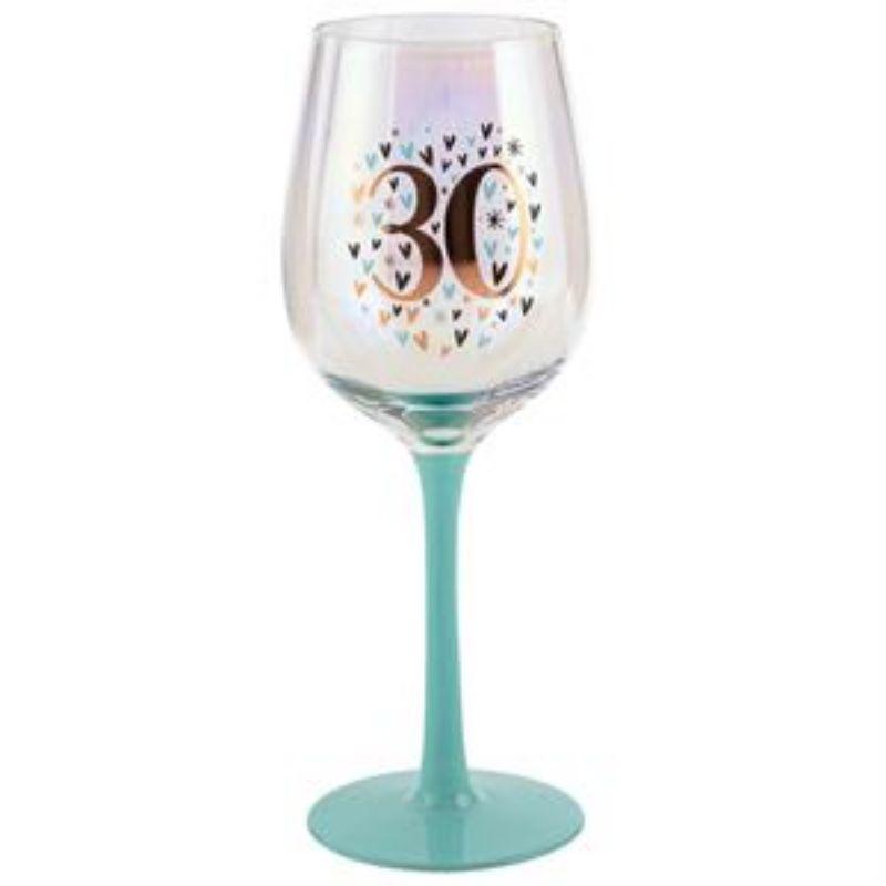 30 Rainbow Pastel/Gold Wine Glass - 430ml