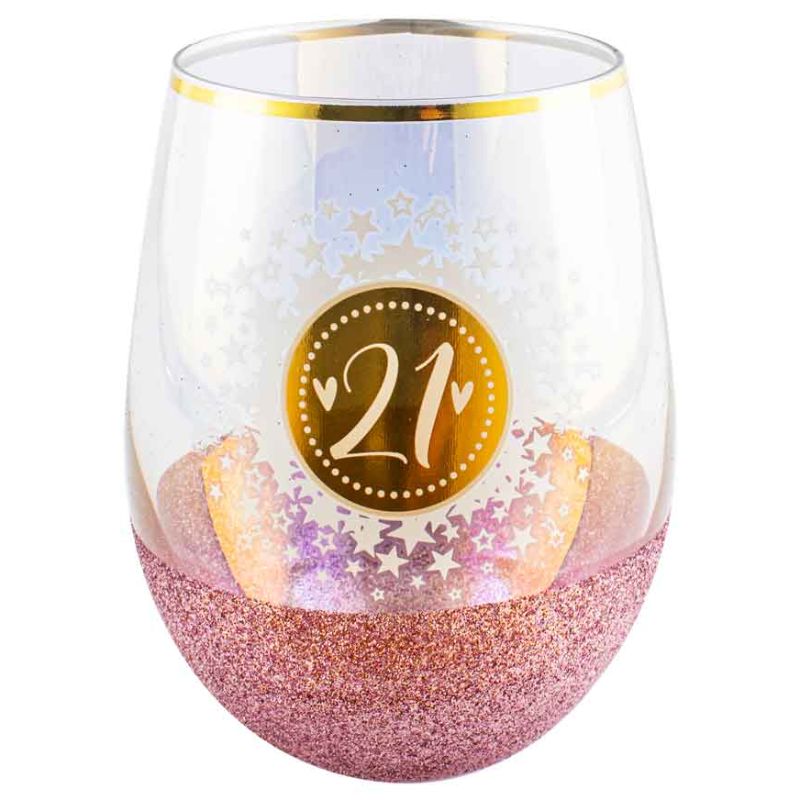 21 Pink Glitterati Stemless Glass - 600ml