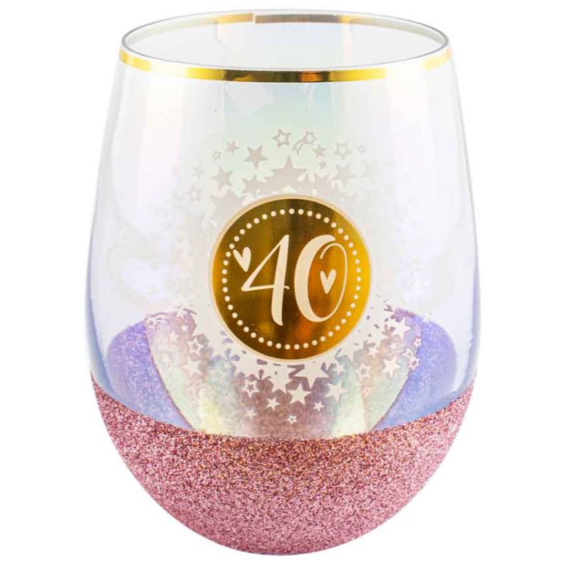 40 Pink Glitterati Stemless Glass - 600ml