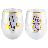 Load image into Gallery viewer, Mr &amp; Mrs Always Right Glitterati Stemless Wine Glass - 600ml

