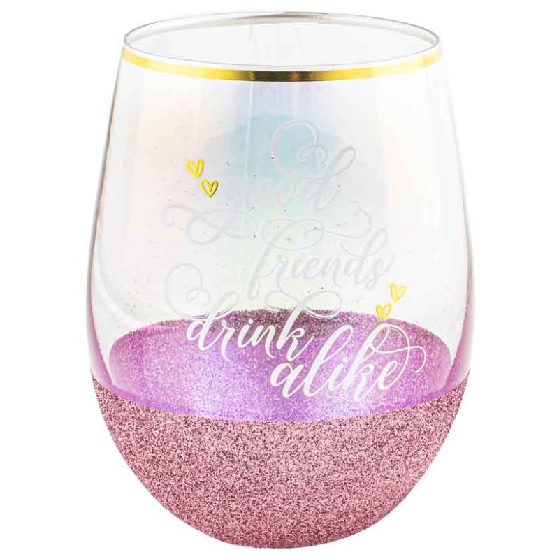 Good Friends Drink Alike Pink Glitterati Stemless Glass - 600ml