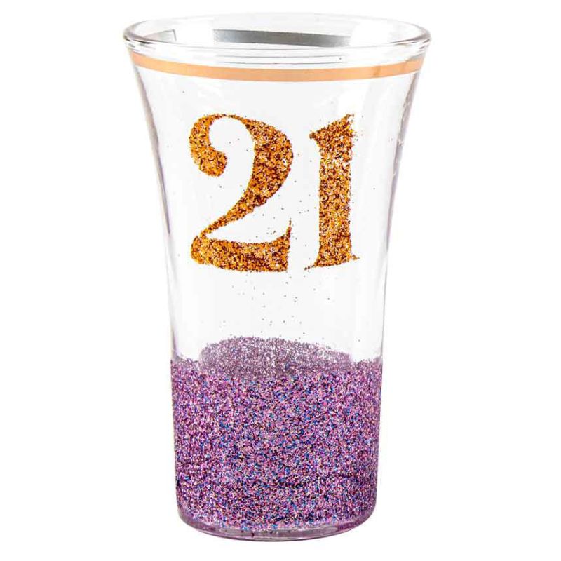 21 Purple Glitterati Shot Glass - 9cm