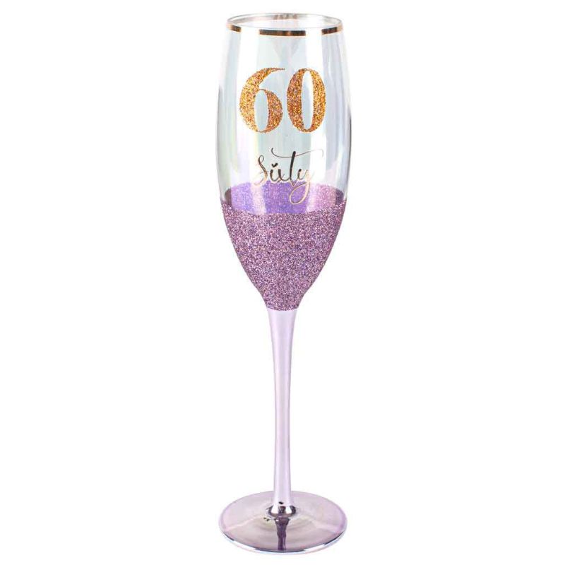 60 Purple Glitterati Champagne Glass - 150ml
