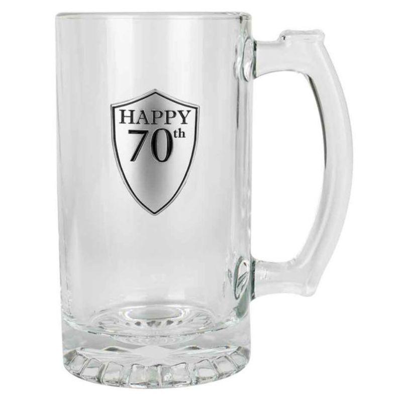 Happy 70th Beer Mug with Handle - 500ml