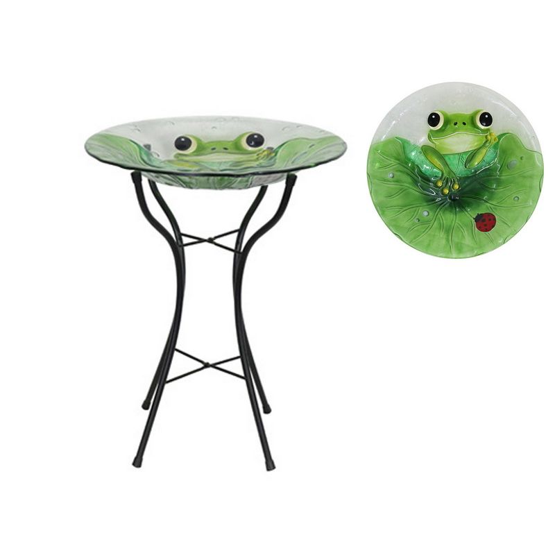 Green Glass Frog Bird Round Feeder - 46cm x 46cm