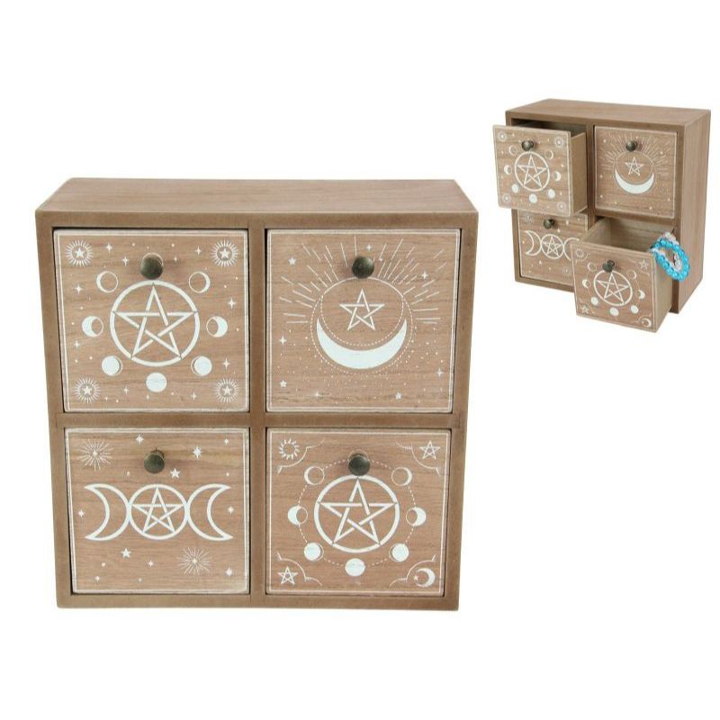 Square Wiccan MDF 4 Drawer Cabinet - 22cm