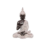 Load image into Gallery viewer, Black Buddha in Silver/Brown Boho Tribal Robes Meditating Pose Statue - 36cm
