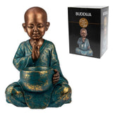 Load image into Gallery viewer, Blue &amp; Gold Sitting Monk Statue with Bowl - 30cm

