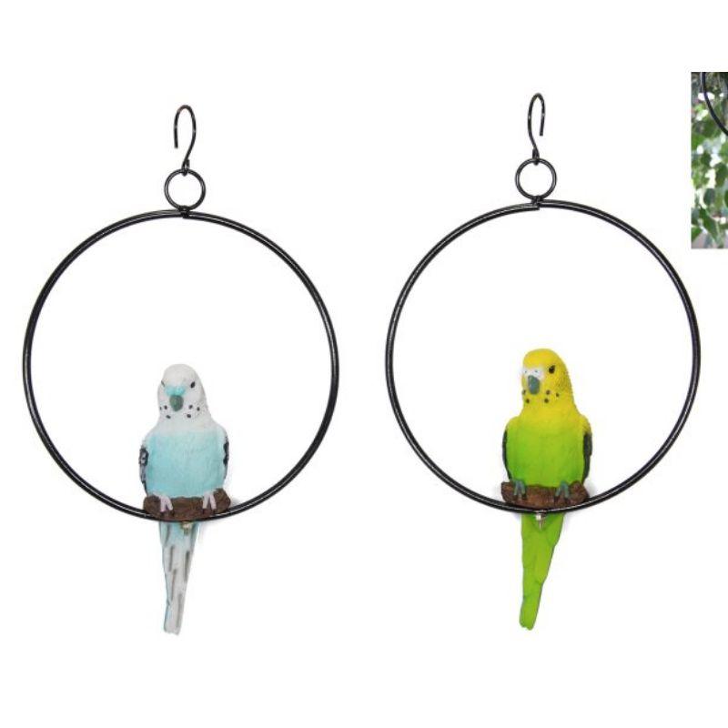 Realistic Budgie/Parrot in Ring - 18cm