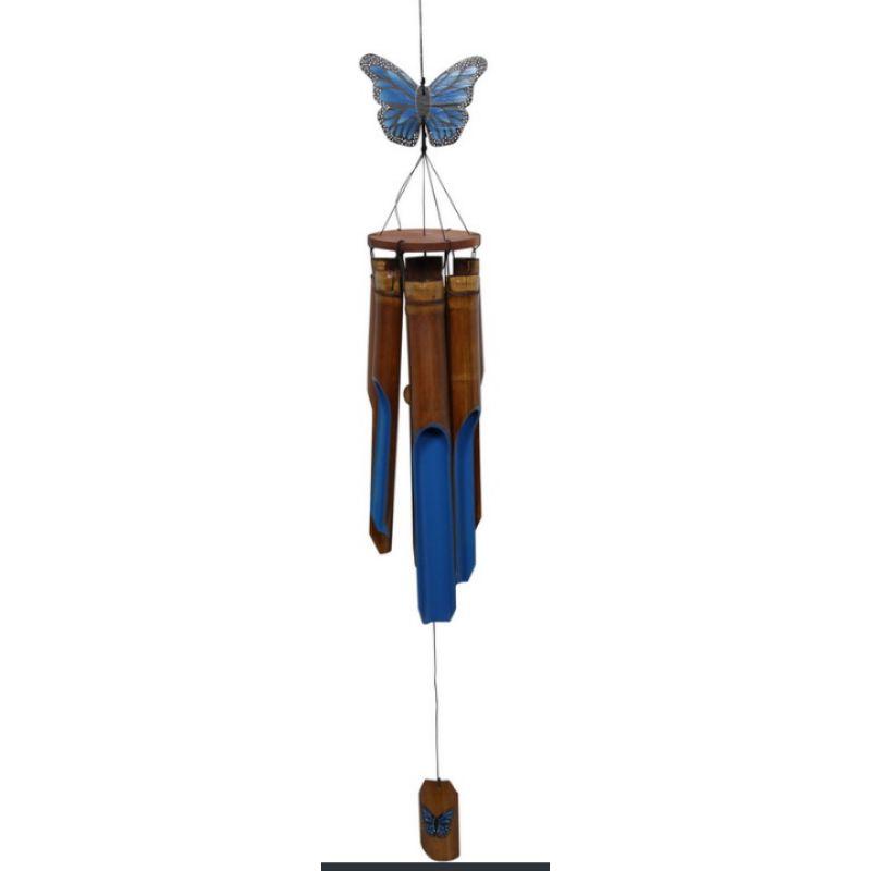 6 Tube Blue Butterfly Bamboo Wind Chime