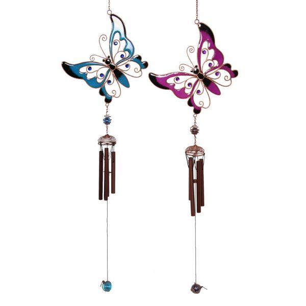 Blue and Pink Butterfly Wind Chime - 84cm