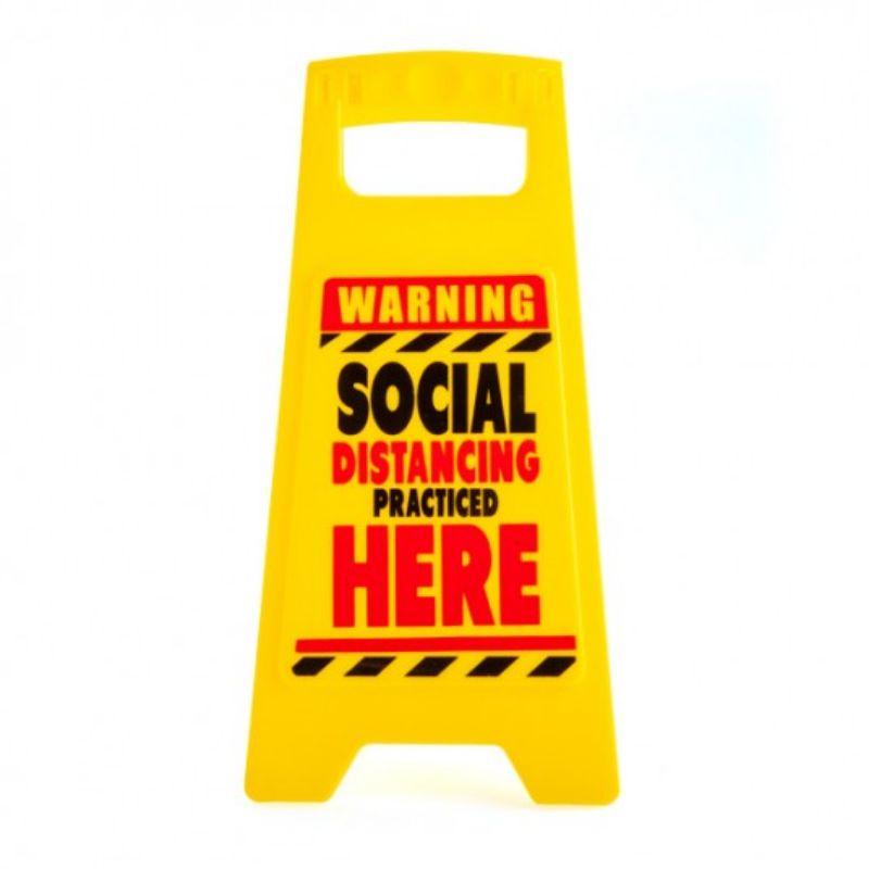 Social Distancing Desk Warning Sign - 12cm x 1.5cm x 25cm