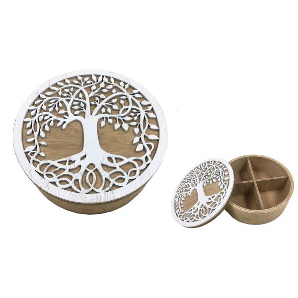 4 Divisions Round Tree Of Life Box - 17cm