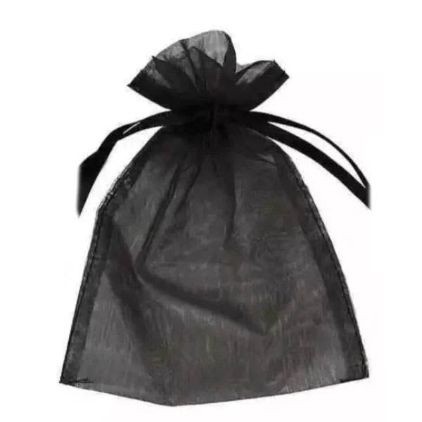 10 Pack Black Organza Bag - 13cm x 18cm