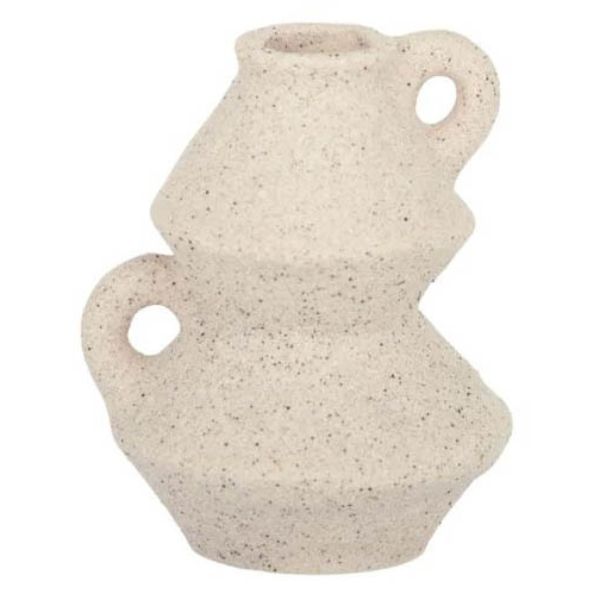 Taupe Anu Ceramic Candle Holder - 9cm x 9cm x 12cm