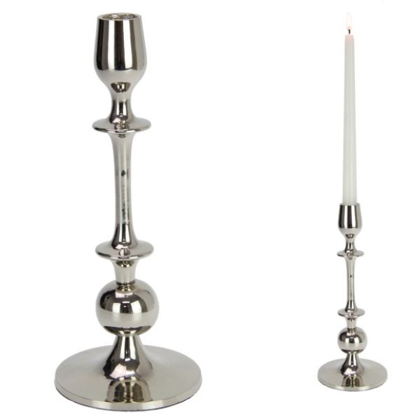 Silver Taper Candle Holder - 25cm