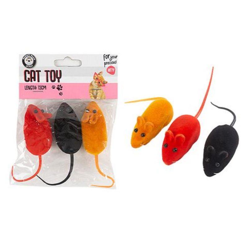 3 Pack Mouse Squeak Cat Toy - 13cm