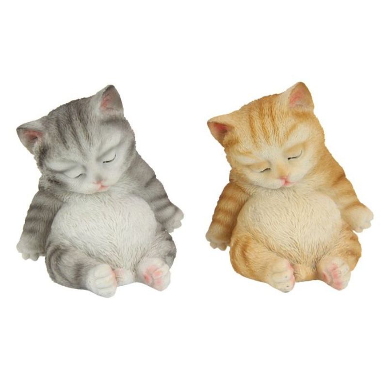Sitting Sleeping Cat Figurine - 13cm