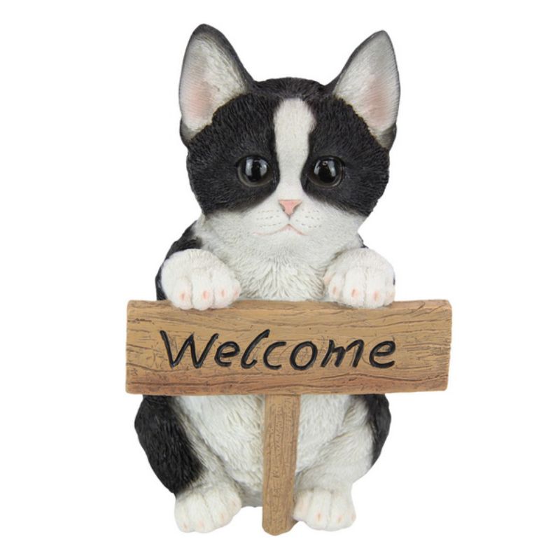 Cute Cat with Welcome Sign - 18cm