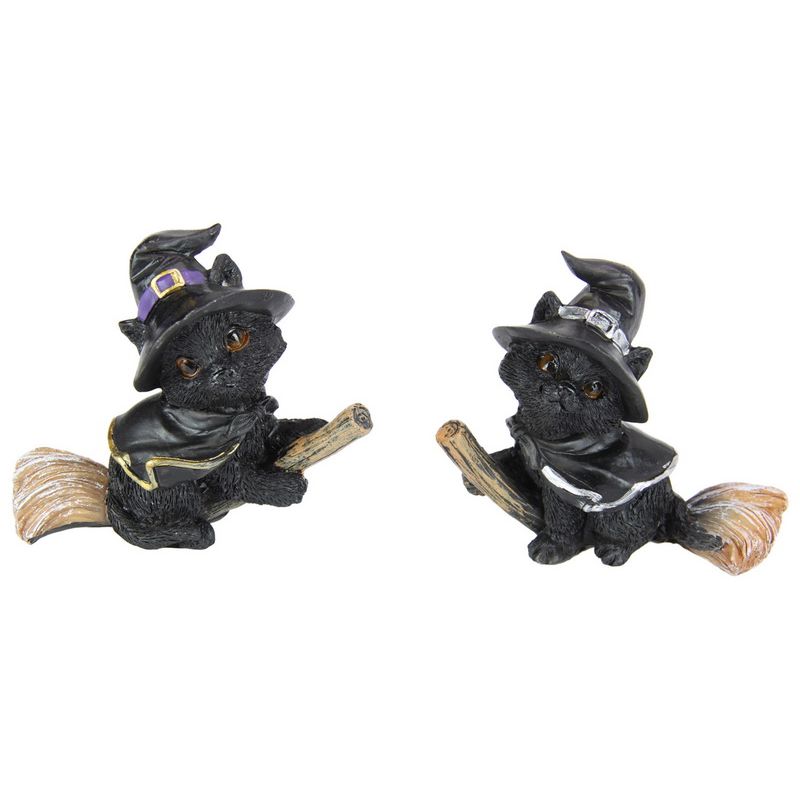 Black Cat Witch on Magical Broomstick - 10cm