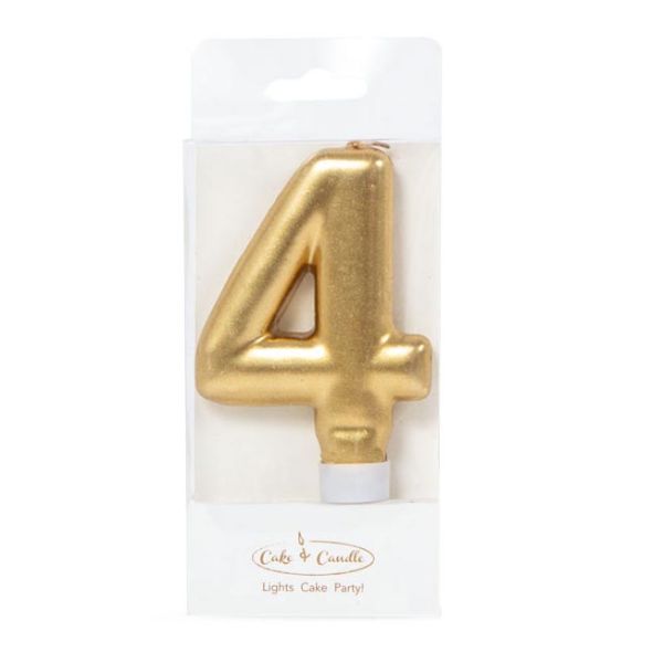 Number 4 Gold Candle - 8cm