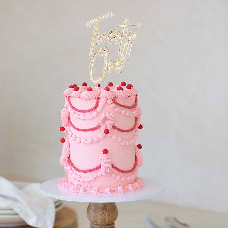 Gold & Opaque Layered TWENTY ONE Cake Topper - 80mm