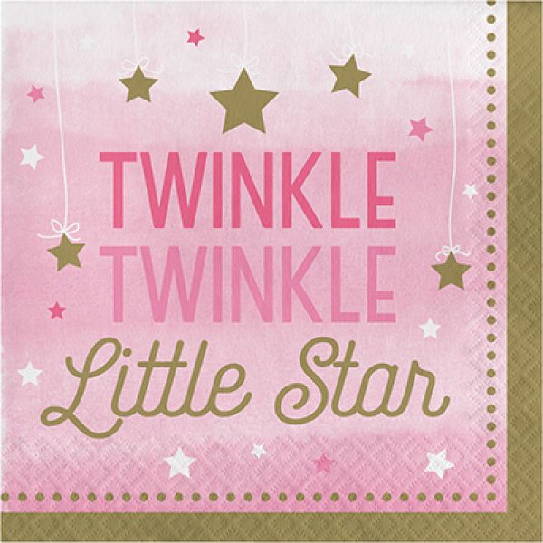 16 Pack Pink Girl Twinkle Twinkle Little Star Lunch Napkins