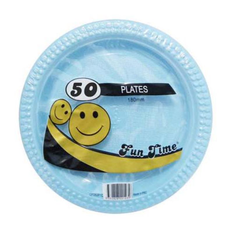 50 Pack Plastic Colour Round Plates - 18cm