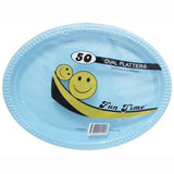 Load image into Gallery viewer, 50 Pack Plastic Colour Oval Plates - 30cm x 23cm
