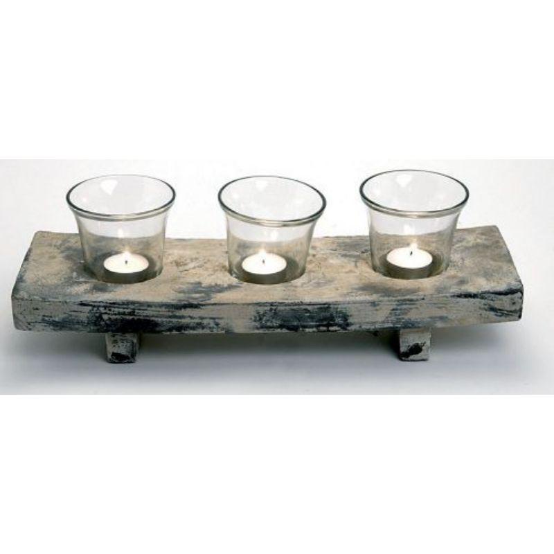 3 Piece Glass Candle Holder On Base