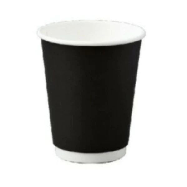 25 Pack Double Wall Black Paper Cups - 245ml