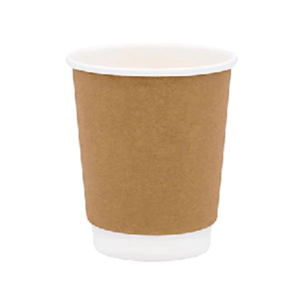 25 Pack Double Wall Kraft Paper Cups - 245ml