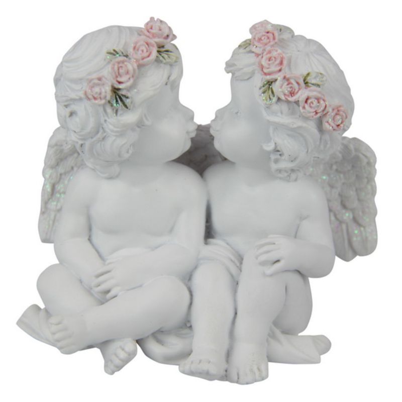 Cherub Couple with Rose Band - 7cm