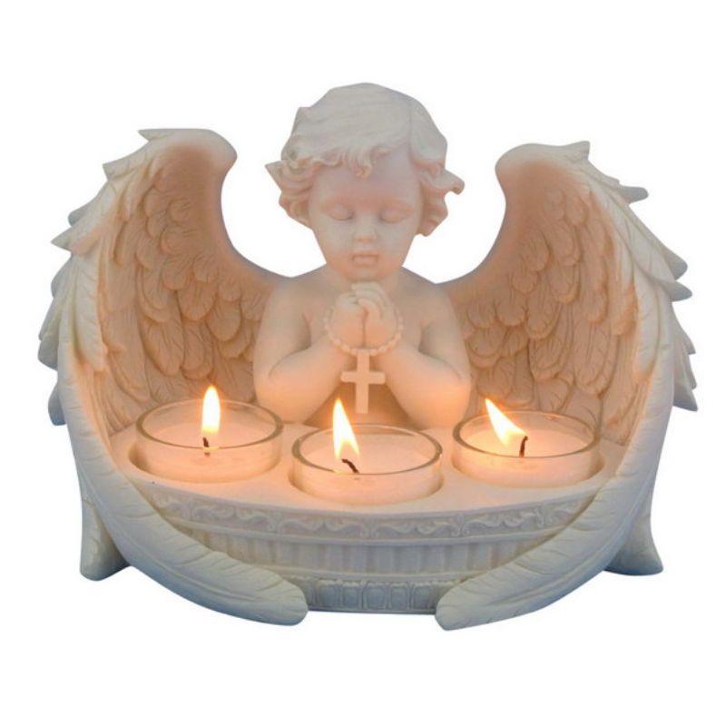 Praying Cherub with 3 Tealight Candle Holder - 21cm
