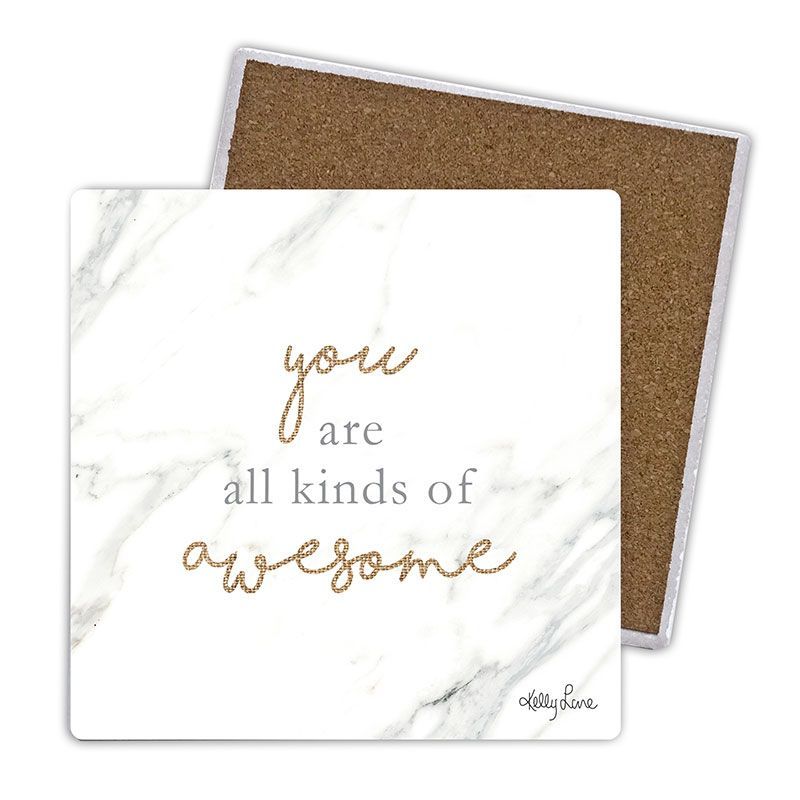 You are Awesome Sentiment 4 Pack Ceramic Coasters - 10cm x 10cm