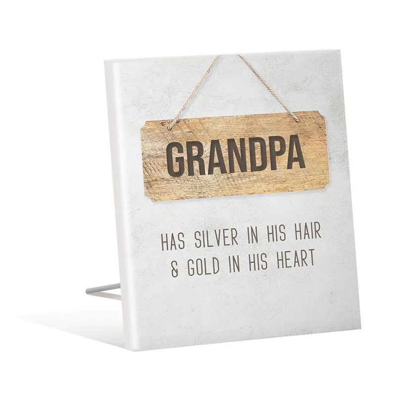Fathers Day Simplicity Grandpa Sentiment Plaque - 12cm x 15cm