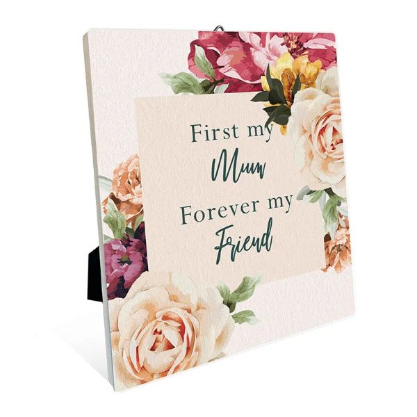 Rose Ceramic Friend Sentiment Plaque - 12cm x 14cm
