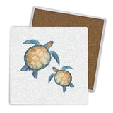 Load image into Gallery viewer, 4 Pack Square Ceramic Elliot Turtle Pair Coaster - 10cm x 10cm
