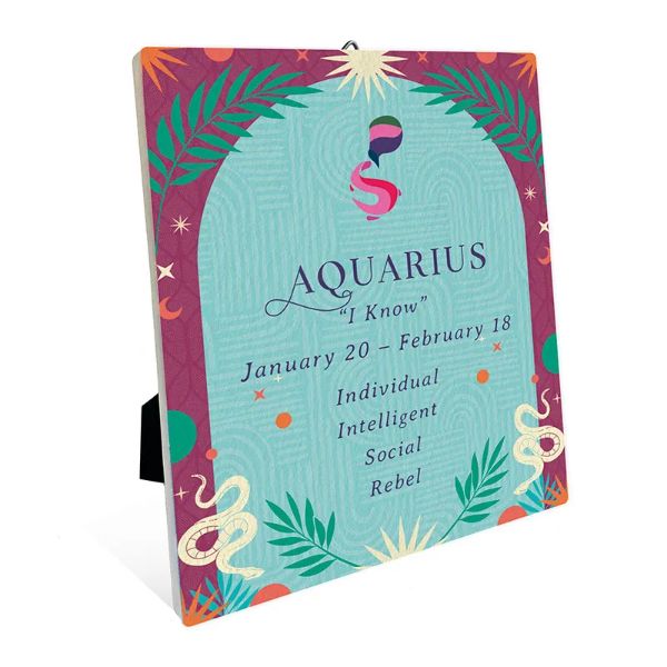 Ceramic Zodiac Aquarius Sentiment Plaque - 12cm x 14cm